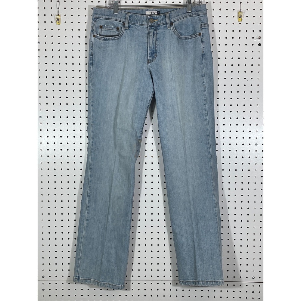 Tint Womens Light Wash Straight Leg Denim Jeans Blue Size 12 Stretch